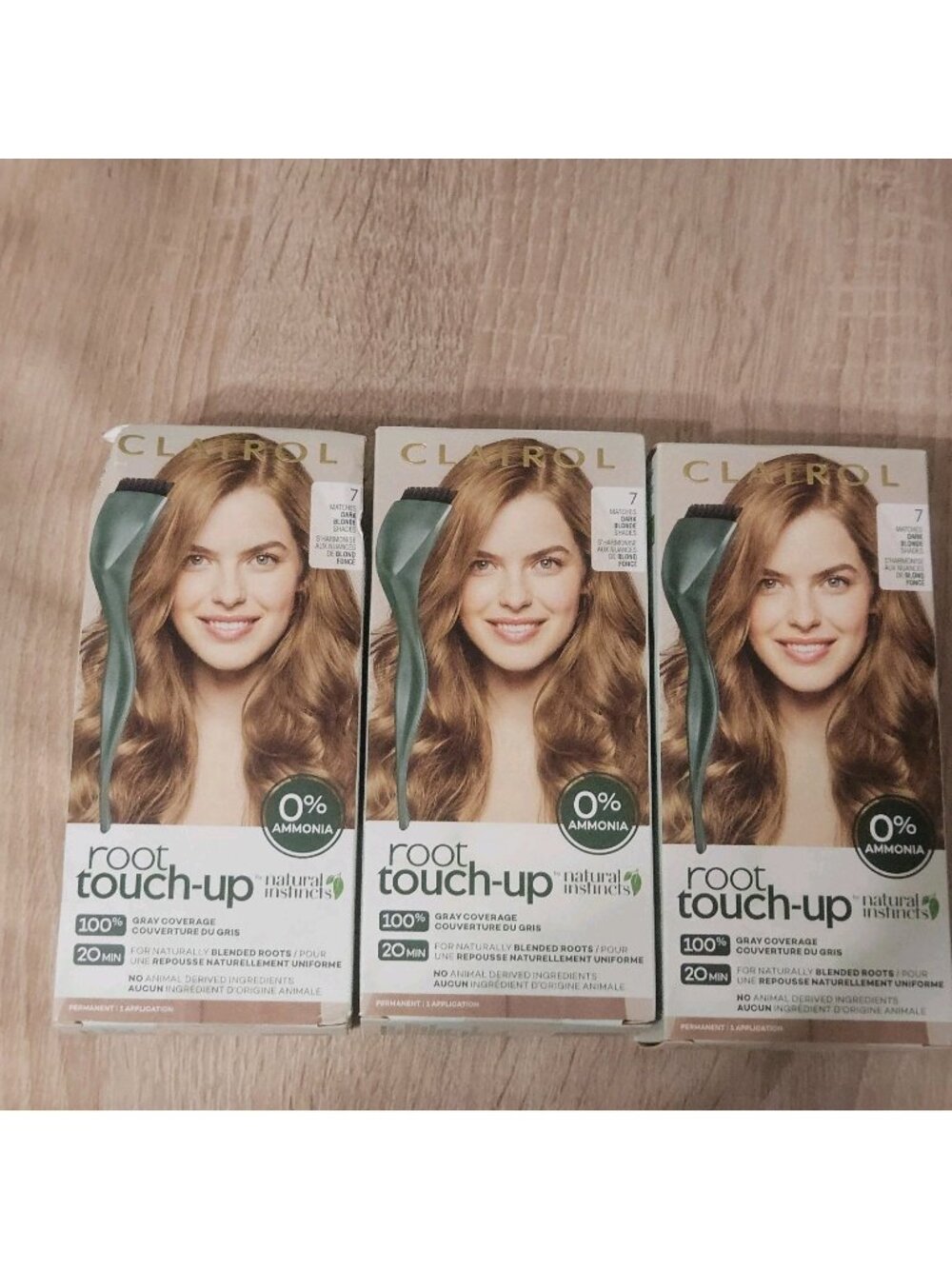 3 Pack Clairol Natural Instincts Root Touch-Up Perm Hair Dye #7 Dark Blonde